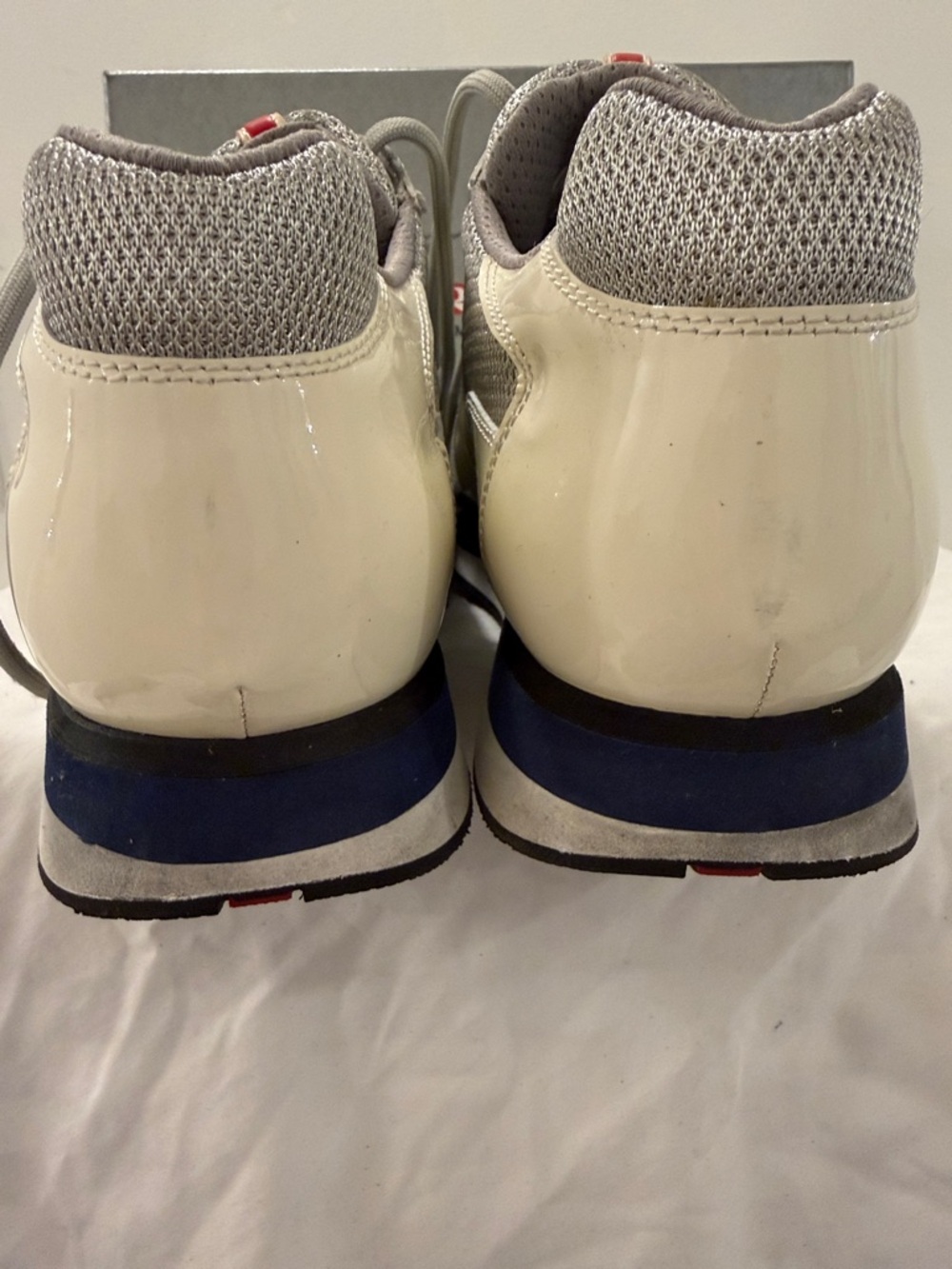 Prada Men’s White, Gray & Blue Low-Top Sneakers - Picture 3 of 9
